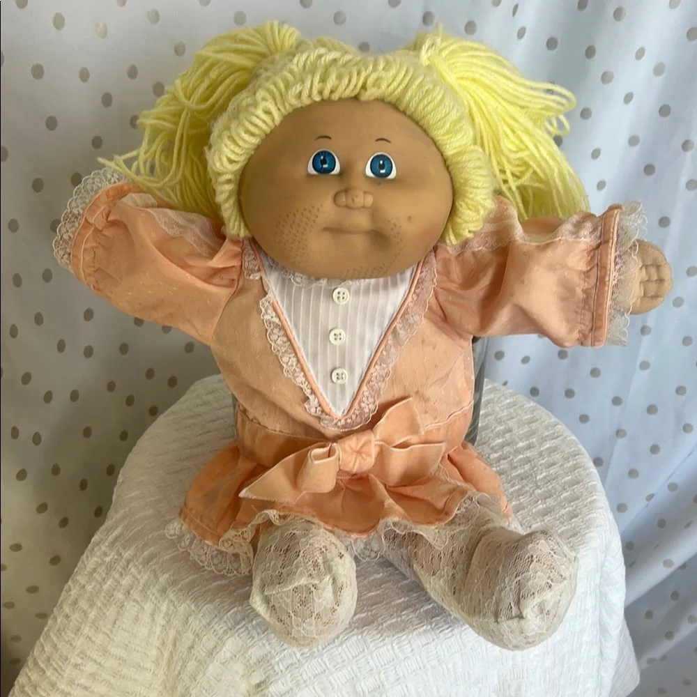 Peach and Yellow Doll with Lace Dress
